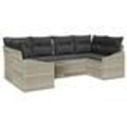 vidaXL Ensemble de canapé de jardin 6 pièces avec coussins gris clair poly rotin