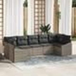 vidaXL Ensemble de salle à manger de jardin 7 pièces avec coussins – rattan poly gris.