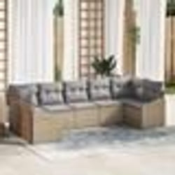 vidaXL Ensemble de jardin 7 pièces avec coussins en rotin synthétique beige