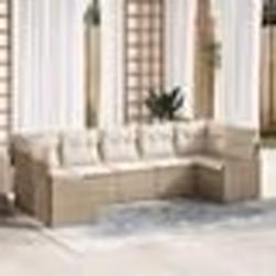 vidaXL Ensemble de salle à manger de jardin 7 pièces avec coussins en poly rotin beige