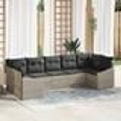vidaXL Ensemble de jardin 7 pièces avec coussins en rotin poly gris clair