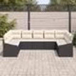 vidaXL Set de repas de jardin 9 pièces avec coussins en rotin synthétique noir