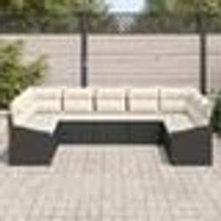 vidaXL Set de repas de jardin 9 pièces avec coussins en rotin synthétique noir