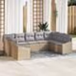 vidaXL Ensemble de salle à manger de jardin 9 pièces avec coussins en rotin poly beige