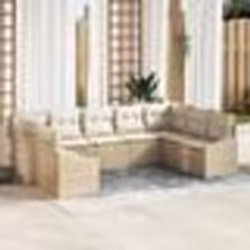vidaXL Ensemble de jardin 9 pièces avec coussins - Poly rattan beige