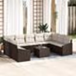 vidaXL Ensemble de salle à manger de jardin 10 pièces avec coussins en rattan synthétique marron
