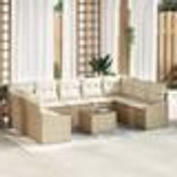 vidaXL Ensemble de jardin 10 pièces avec coussins en rotin synthétique marron