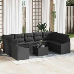 vidaXL Ensemble de salle à manger de jardin 10 pièces avec coussins en rotin poly beige.