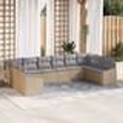 vidaXL Ensemble de salle à manger de jardin de 10 pièces avec coussins en poly rattan beige