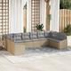 vidaXL Ensemble de salle à manger de jardin de 10 pièces avec coussins en poly rattan beige