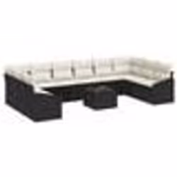 vidaXL Ensemble salle à manger jardin 10 pièces avec coussins poly rotin marron