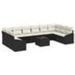 vidaXL Ensemble salle à manger jardin 10 pièces avec coussins poly rotin marron