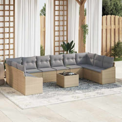 vidaXL Ensemble de salle à manger de jardin 11 pièces avec coussins en poly rattan noir