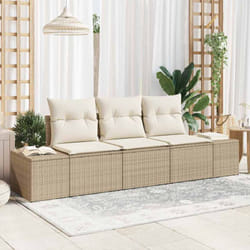 vidaXL Ensemble de canapé de jardin 3 pièces avec coussins Beige Poly Rotin