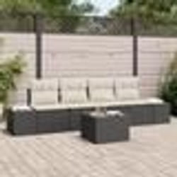 vidaXL Ensemble de canapés de jardin de 5 pièces avec coussins en poly rattan noir