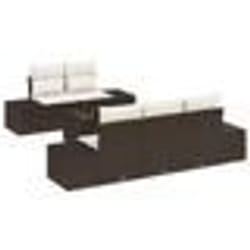 vidaXL Ensemble de Canapé de Jardin en 6 Pièces avec Coussins Marron Poly Rotin