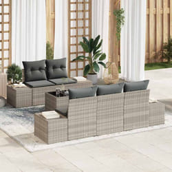 vidaXL Ensemble de canapé de jardin 6 pièces avec coussins gris clair en poly rattan