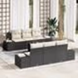 vidaXL Ensemble de salon de jardin 7 pièces avec coussins en poly rotin noir