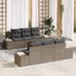 vidaXL Set de canapé de jardin 7 pièces avec coussins gris en rotin synthétique
