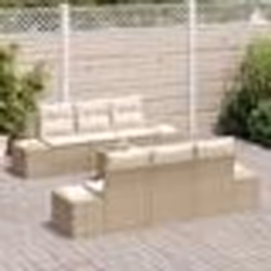 vidaXL Ensemble de canapé de jardin 7 pièces avec coussins beige poly rotin
