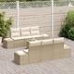 vidaXL Ensemble de canapé de jardin 7 pièces avec coussins beige poly rotin