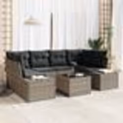 vidaXL Ensemble de Canapé de Jardin 7 pièces avec Coussins Gris Poly Rattan
