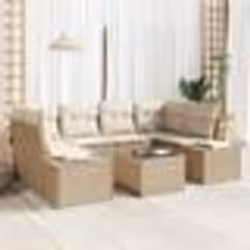 vidaXL Set de canapé de jardin 7 pièces avec coussins beige poly rattan