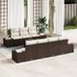 vidaXL Ensemble de canapé de jardin de 8 pièces avec coussins marron en poly rotin
