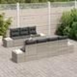 vidaXL Ensemble de canapé de jardin 8 pièces avec coussins Gris clair Poly Rotin