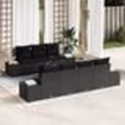 vidaXL Set de canapé de jardin de 8 pièces avec coussins noir en poly rotin