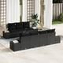 vidaXL Set de canapé de jardin de 8 pièces avec coussins noir en poly rotin