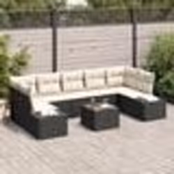 vidaXL Ensemble de canapé de jardin 8 pièces avec coussins en poly rattan noir