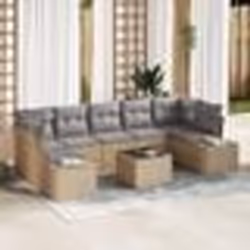 vidaXL Ensemble de canapé de jardin 8 pièces avec coussins beige poly rotin