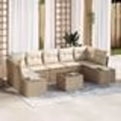 vidaXL Ensemble de canapé de jardin 8 pièces avec coussins beige poly rotin