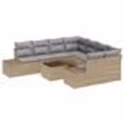 vidaXL Ensemble de canapé de jardin 9 pièces avec coussins beige en poly rotin