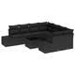 vidaXL Ensemble de canapés de jardin 9 pièces avec coussins Noir Rotin synthétique