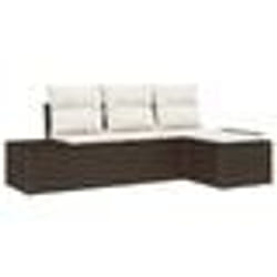 vidaXL Ensemble de 4 Canapés de Jardin avec Coussins en Poly Rattan Marron