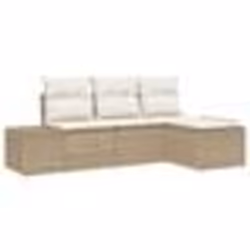 vidaXL Ensemble de canapé de jardin 4 pièces avec coussins Beige Poly Rattan