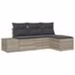 vidaXL Ensemble de Canapé de Jardin 4 Pièces avec Coussins en Poly Rattan Gris Clair