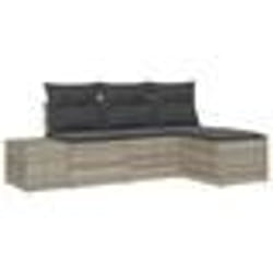 vidaXL Ensemble de Canapé de Jardin 4 Pièces avec Coussins en Poly Rattan Gris Clair