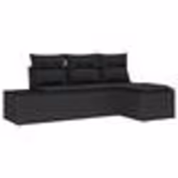 vidaXL Ensemble de Canapés de Jardin de 4 Pièces avec Coussins Noir Rattan Poly