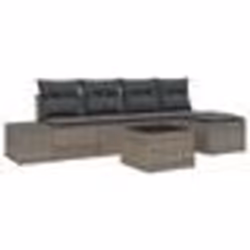 vidaXL Ensemble de Canapé de Jardin de 5 Pièces avec Coussins Rattan Poly Noir