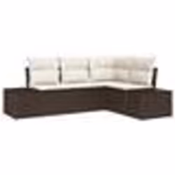vidaXL Ensemble de Canapé de 4 Pièces avec Coussins Marron en Poly Rattan