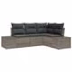vidaXL Ensemble Canapé de Jardin de 4 Pièces avec Coussins Gris Rattan Poly