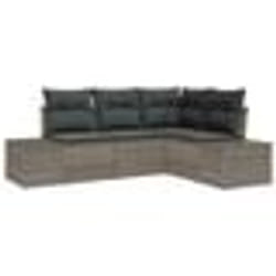 vidaXL Ensemble Canapé de Jardin de 4 Pièces avec Coussins Gris Rattan Poly