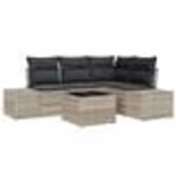vidaXL Ensemble de canapé de jardin de 5 pièces avec coussins gris poly rotin
