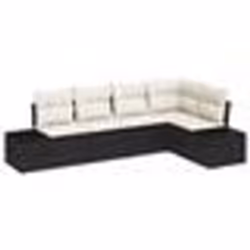 vidaXL Ensemble de canapé de jardin 5 pièces avec coussins en rotin poly noir