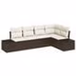 vidaXL Ensemble de canapé de jardin 5 pièces avec coussins marron en rattan synthétique