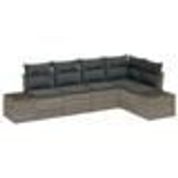 vidaXL Ensemble de canapés de jardin 5 pièces avec coussins gris en rotin synthétique