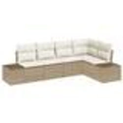 vidaXL Ensemble de Canapé de Jardin 5 Pièces avec Coussins Beige Rattan Poly